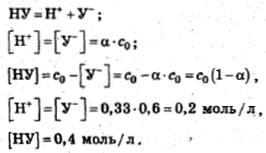 расчет концентрации ионов при диссоциации слабого электролита